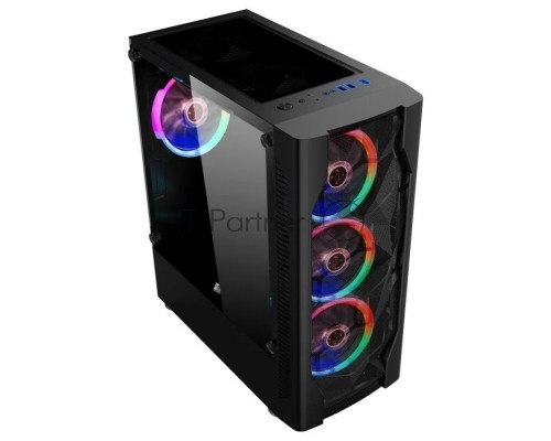 Компьютерный корпус 1STPLAYER D4-BK-4G6 DK D4 BLACK / ATX, tempered glass, metal mesh / 4x 120mm LED fans inc. / D4-BK-4G6