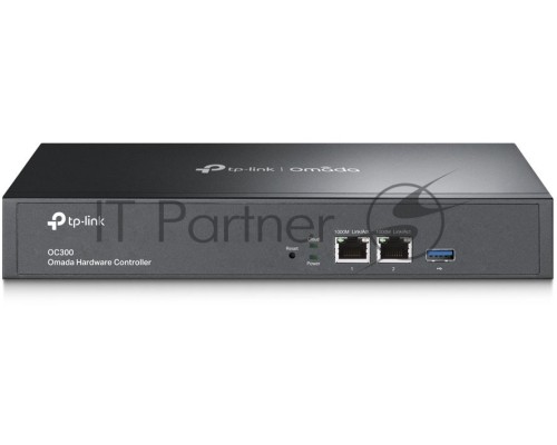 Контроллер TP-Link Omada hardware Controller OC300, 2 gigabit ethernet ports, 1 USB 3.0 port, managed up to 500 Omada Access Points/Switch/Gateway, support batch configuration, firmware upgradation, intelligent network monitoring and captive portal, easy