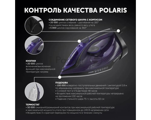 Утюг Polaris PIR2487AK 3m черный/фиолетовый 2400Вт