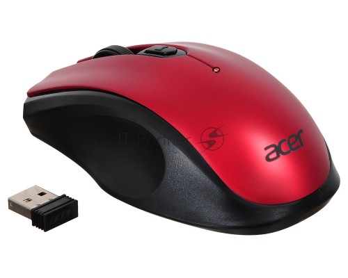 Мышь беспроводная Acer OMR032 черный/красный, 1600 dpi, радиоканал, USB, кнопки - 4