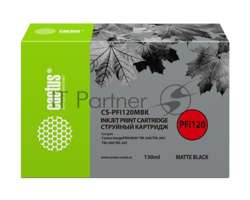 Картридж струйный Cactus CS-PFI120MBK черный матовый (130мл) для Canon imagePROGRAF TM-200/TM-205/TM-300/TM-305