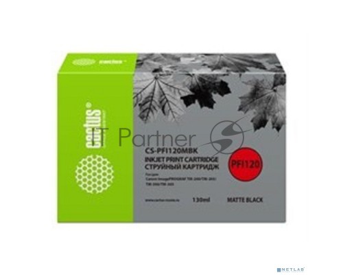 Картридж струйный Cactus CS-PFI120MBK черный матовый (130мл) для Canon imagePROGRAF TM-200/TM-205/TM-300/TM-305