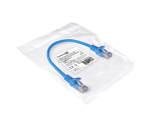Патч-корд ExeGate EX286371RUS UTP-RJ45-RJ45-5e-0,3M-LSZH-BL, UTP, cat.5e, LSZH, 0.3м, синий