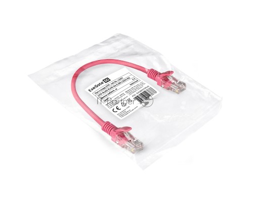 Патч-корд ExeGate EX286372RUS UTP-RJ45-RJ45-5e-0,3M-LSZH-RD, UTP, cat.5e, LSZH, 0.3м, красный