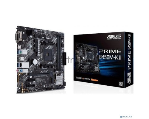 Материнская плата ASUS PRIME B450M-K II, Socket AM4, AMD B450, 2xDDR4, 4xSATA, 1xM.2, 1xPCI-E 3.0 x16, 2xPCI-E x1, 1xDVI-D, 1xHDMI, 1xVGA, 1x 1Gb LAN, 4xUSB-A 3.2 Gen 1, 2xUSB-A 2.0, 3x3.5 мм, 7.1, Micro-ATX
