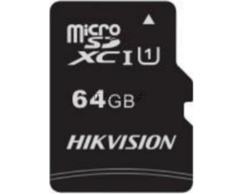 Флеш карта microSDHC 64GB Hikvision HS-TF-C1(STD)/64G/Adapter <HS-TF-C1(STD)/64G/Adapter>  (с SD адаптером) R/W Speed 92/30MB/s , V30