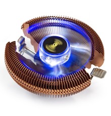 Кулер ExeGate EX286154RUS Wizard EE91-PWM.Cu.BLUE (Al+Copper, LGA775/1150/1151/1155/1156/1200/AM2/AM2+/AM3/AM3+/AM4/FM1/FM2/754/939/940, TDP 80W, Fan 90mm, PWM, 800-2400RPM, Hydro bearing, 4pin, 11-24db, 265г, голубая подсветка, с термопастой, на защелка