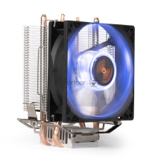 Кулер ExeGate EX286297RUS Wizard EXX200-PWM.BLUE (Al+Copper, 2 трубки, LGA775/115*/1200/AM2-AM4/FM1/FM2, 95W, 90mm, PWM, 4pin, голубая подсв, Retail)