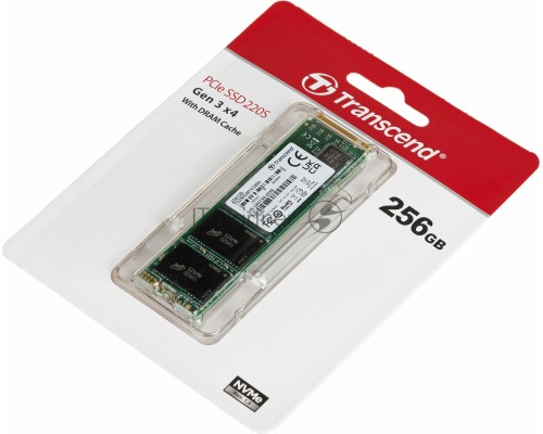 Накопитель SSD Transcend MTE220S SSD 256GB, 3D TLC, M.2 (2280), PCIe Gen 3.0 x4, NVMe, R3300/W1100, TBW 550