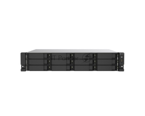 Сетевое хранилище без дисков SMB QNAP TS-1273AU-RP-8G NAS 12 HDD trays, 2x 2.5 GbE, rackmount, 2 PSU. 4-core AMD V1500B  2,2 GHz , RAM 8 GB (8 GB UDIMM DDR4 (1 x 8 GB) up to 32 GB (2 x 16 GB)). W/o rail kit RAIL-B02