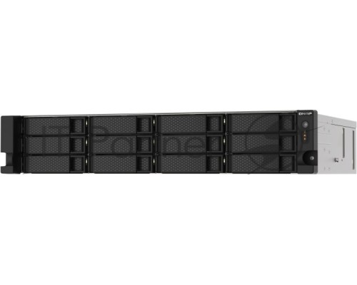 Сетевое хранилище без дисков SMB QNAP TS-1273AU-RP-8G NAS 12 HDD trays, 2x 2.5 GbE, rackmount, 2 PSU. 4-core AMD V1500B  2,2 GHz , RAM 8 GB (8 GB UDIMM DDR4 (1 x 8 GB) up to 32 GB (2 x 16 GB)). W/o rail kit RAIL-B02