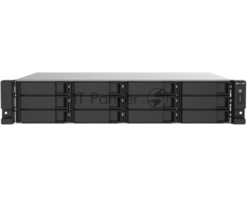 Сетевое хранилище без дисков SMB QNAP TS-1273AU-RP-8G NAS 12 HDD trays, 2x 2.5 GbE, rackmount, 2 PSU. 4-core AMD V1500B  2,2 GHz , RAM 8 GB (8 GB UDIMM DDR4 (1 x 8 GB) up to 32 GB (2 x 16 GB)). W/o rail kit RAIL-B02