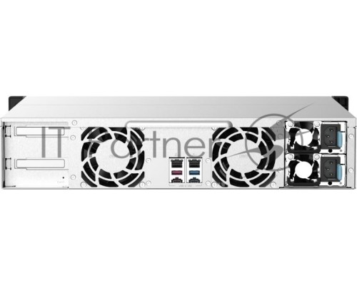 Сетевое хранилище без дисков SMB QNAP TS-1273AU-RP-8G NAS 12 HDD trays, 2x 2.5 GbE, rackmount, 2 PSU. 4-core AMD V1500B  2,2 GHz , RAM 8 GB (8 GB UDIMM DDR4 (1 x 8 GB) up to 32 GB (2 x 16 GB)). W/o rail kit RAIL-B02