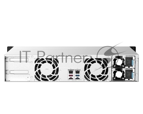 Сетевое хранилище без дисков SMB QNAP TS-1273AU-RP-8G NAS 12 HDD trays, 2x 2.5 GbE, rackmount, 2 PSU. 4-core AMD V1500B  2,2 GHz , RAM 8 GB (8 GB UDIMM DDR4 (1 x 8 GB) up to 32 GB (2 x 16 GB)). W/o rail kit RAIL-B02