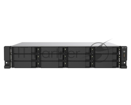 Сетевое хранилище без дисков SMB QNAP TS-1273AU-RP-8G NAS 12 HDD trays, 2x 2.5 GbE, rackmount, 2 PSU. 4-core AMD V1500B  2,2 GHz , RAM 8 GB (8 GB UDIMM DDR4 (1 x 8 GB) up to 32 GB (2 x 16 GB)). W/o rail kit RAIL-B02