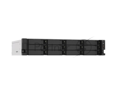 Сетевое хранилище без дисков SMB QNAP TS-1273AU-RP-8G NAS 12 HDD trays, 2x 2.5 GbE, rackmount, 2 PSU. 4-core AMD V1500B  2,2 GHz , RAM 8 GB (8 GB UDIMM DDR4 (1 x 8 GB) up to 32 GB (2 x 16 GB)). W/o rail kit RAIL-B02