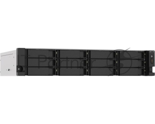 Сетевое хранилище без дисков SMB QNAP TS-1273AU-RP-8G NAS 12 HDD trays, 2x 2.5 GbE, rackmount, 2 PSU. 4-core AMD V1500B  2,2 GHz , RAM 8 GB (8 GB UDIMM DDR4 (1 x 8 GB) up to 32 GB (2 x 16 GB)). W/o rail kit RAIL-B02