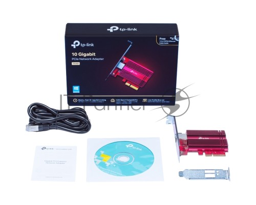 Сетевой адаптер 10 Gigabit PCI-E network adapter, 1 PCI Express 3.0 X4 interface, 1 100/1000/10000Mbps Ethernet port, come with Low-Profile and Full-Height Brackets