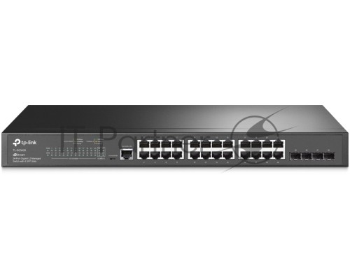 Коммутатор TP-Link JetStream™ 24-port Gigabit L2/L2+ Managed Switch with 4 SFP slots, support SDN controller, abundant L2/L2+ features, 1U rack mountable, full managed via web UI/CLI/Console/SSH/Telnet/SNMP.