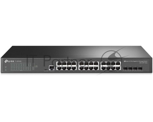 Коммутатор TP-Link JetStream™ 24-port Gigabit L2/L2+ Managed Switch with 4 SFP slots, support SDN controller, abundant L2/L2+ features, 1U rack mountable, full managed via web UI/CLI/Console/SSH/Telnet/SNMP.