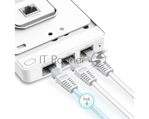 Точка доступа TP-Link AC1200 dual band wall-plate access point, 866Mbps at 5GHz and 300Mbps at 2.4G, 4 Giga LAN port