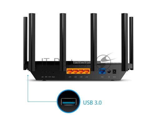 Роутер TP-Link Archer AX73 AX5400 Dual Band Wireless Gigabit Router, 1.5 GHz Tri-Core CPU, 1 GE WAN + 4 GE LAN ports, 1× USB 3.0 Port, support 1024-QAM, OFDMA, MU-MIMO, Airtime Fairness, Beamforming, 160MHz Channel Width, come with HomeShieldTM, support 