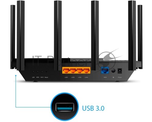 Роутер TP-Link Archer AX73 AX5400 Dual Band Wireless Gigabit Router, 1.5 GHz Tri-Core CPU, 1 GE WAN + 4 GE LAN ports, 1× USB 3.0 Port, support 1024-QAM, OFDMA, MU-MIMO, Airtime Fairness, Beamforming, 160MHz Channel Width, come with HomeShieldTM, support 