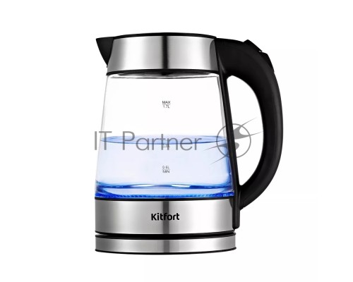 Чайник электрический Kitfort KT-6118 1.7л. 2200Вт прозрачный/серебристый (корпус: стекло)