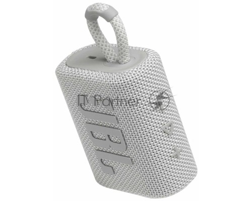 Портативная акустика, JBL GO 3 белый Bluetooth 5.1, мощность 4.2 Вт RMS, время зарядки аккумулятора 2,5 ч, время воспроизведения контента до 5ч, вес 209 г, цвет белый