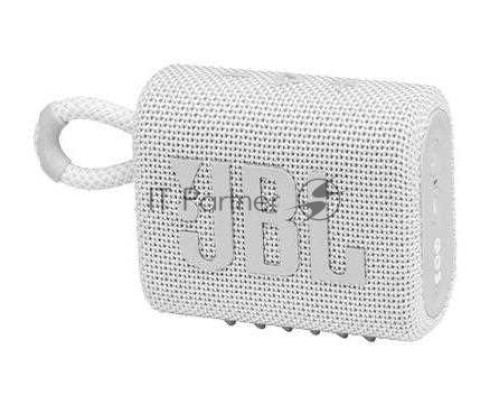 Портативная акустика, JBL GO 3 белый Bluetooth 5.1, мощность 4.2 Вт RMS, время зарядки аккумулятора 2,5 ч, время воспроизведения контента до 5ч, вес 209 г, цвет белый