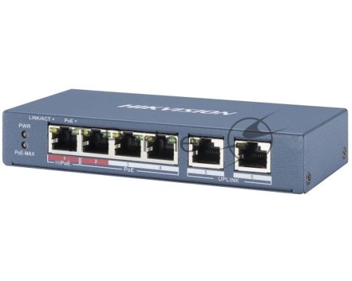 Коммутатор Hikvision DS-3E0106P-E/M 6x100Mb 4PoE+ 35W неуправляемый