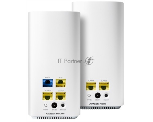 Роутер ASUS CD6(1-PK)// , из 2 точек доступа, 802.11b/g/n/ac/ax, до 400 + 867Мбит/c, 2,4 + 5 гГц, белый; 90IG05S0-BO9400