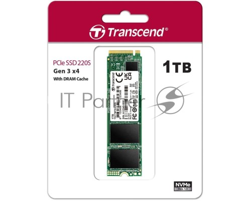 Накопитель SSD Transcend MTE220S SSD 1TB, 3D TLC, M.2 (2280), PCIe Gen 3.0 x4, NVMe, R3400/W1900, TBW 2200