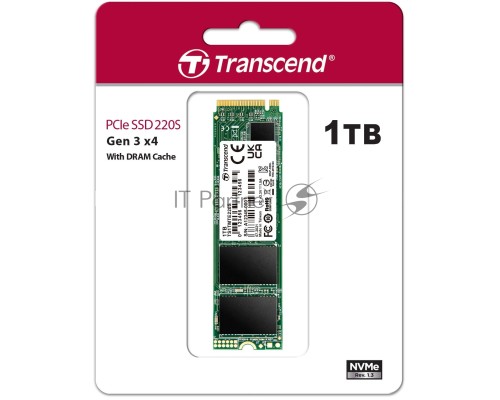Накопитель SSD Transcend MTE220S SSD 1TB, 3D TLC, M.2 (2280), PCIe Gen 3.0 x4, NVMe, R3400/W1900, TBW 2200