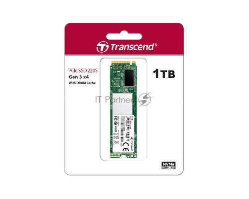 Накопитель SSD Transcend MTE220S SSD 1TB, 3D TLC, M.2 (2280), PCIe Gen 3.0 x4, NVMe, R3400/W1900, TBW 2200