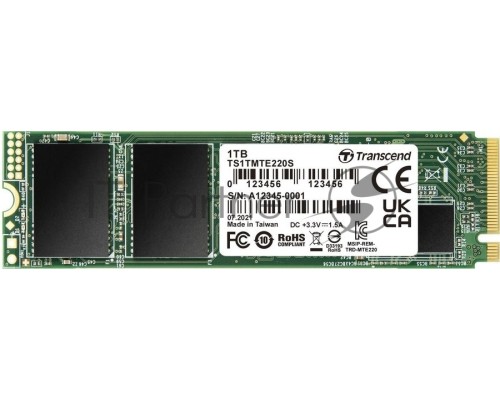 Накопитель SSD Transcend MTE220S SSD 1TB, 3D TLC, M.2 (2280), PCIe Gen 3.0 x4, NVMe, R3400/W1900, TBW 2200