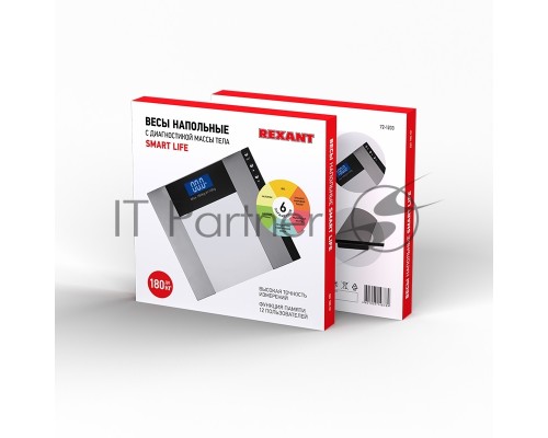 Весы напольные электронные до 180 кг с диагностикой, стекло SMART Life Rexant