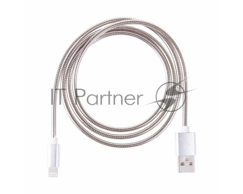 USB кабель для iPhone 5/6/7 моделей, шнур в металлической оплетке серебристый REXANT