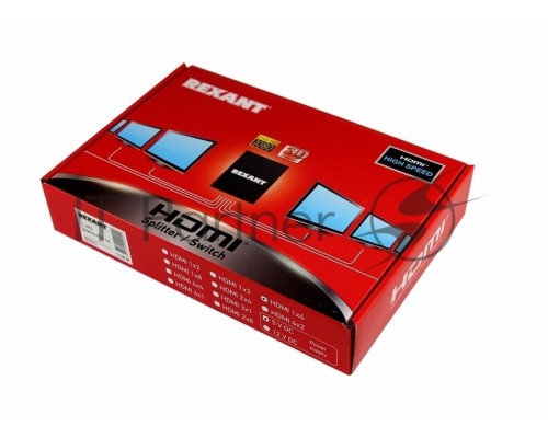 Делитель гнездо HDMI на 4 гнезда HDMI, металл  REXANT