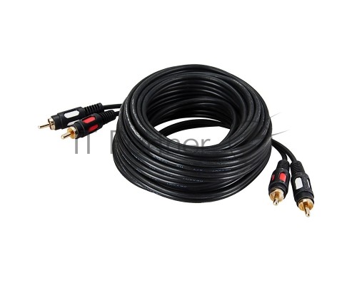 Шнур 2 RCA - 2 RCA, длина 3 метра, черный (GOLD) REXANT