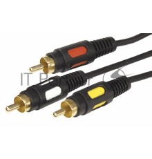 Шнур 3 RCA - 3 RCA, длина 3 метра, черный (GOLD) REXANT