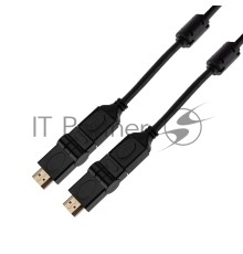 Шнур HDMI - HDMI с фильтрами, длина 2 метра, угловой 360° (GOLD) (PVC пакет) REXANT