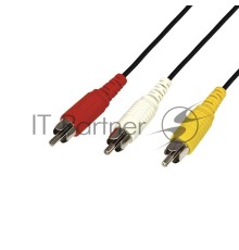 Шнур REXANT 3 RCA - 3 RCA, 7 м, черный (10 шт./уп.)