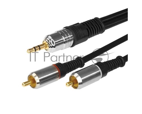 Шнур Стерео 3,5 мм - 2 RCA, длина 1,5 метра (GOLD-металл) REXANT