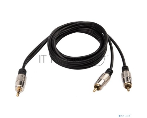 Шнур Стерео 3,5 мм - 2 RCA, длина 1,5 метра (GOLD-металл) REXANT