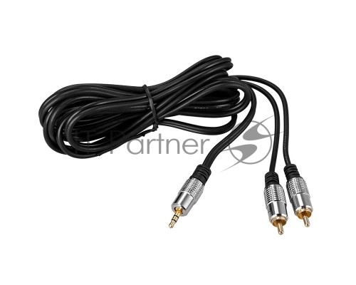 Шнур Стерео 3,5 мм - 2 RCA, длина 1,5 метра (GOLD-металл) REXANT