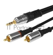 Шнур Стерео 3,5 мм - 2 RCA, длина 5 метров (GOLD-металл) REXANT