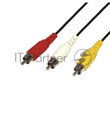 Шнур REXANT 3 RCA - 3 RCA, 10 м, черный (10 шт./уп.)
