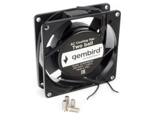 [Вентилятор] Gembird Вентилятор 92x92x25 AC 220 подшипник 2 pin провод 30 см [AC9225B22H]