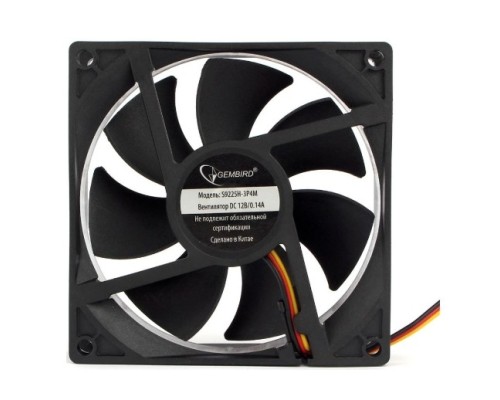 [Вентилятор] Gembird Вентилятор 92x92x25 гидродинамический тихий 3 pin/4pin Molex провод 30 см [S9225H-3P4M]